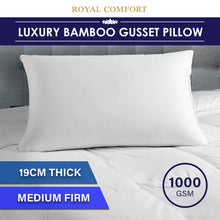 Load image into Gallery viewer, Royal Comfort Luxury Bamboo Blend Gusset Pillow Single Pack 4cm Gusset Support

