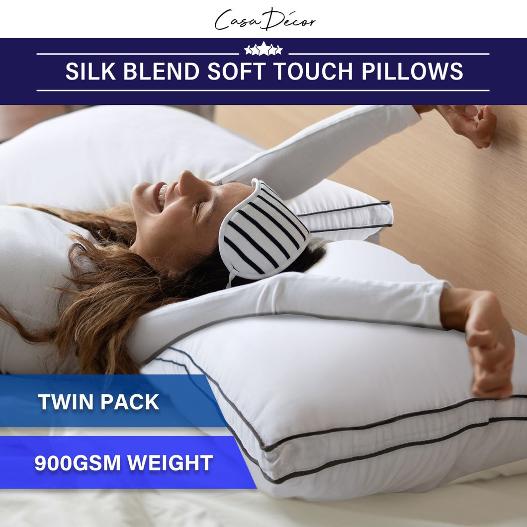 Casa Decor Silk Blend Pillow Hypoallergenic Gusset Twin Pack