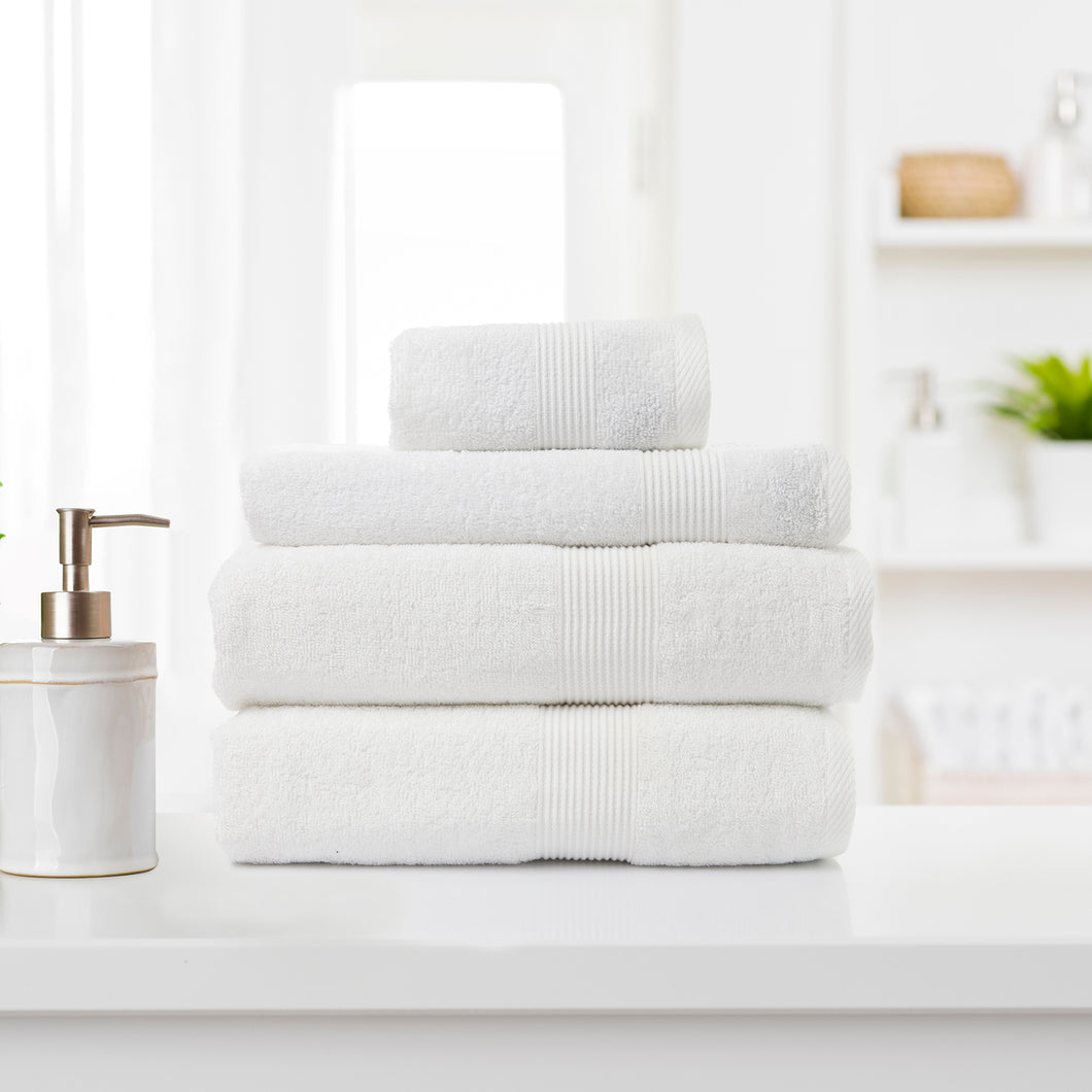 Royal Comfort 4 Piece Cotton Bamboo Towel Set 450GSM Luxurious Absorbent Plush