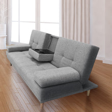 Load image into Gallery viewer, Casa Decor Mendoza 2 in 1 Sofa Bed Couch Pull Down Cupholder 3 Seats Futon
