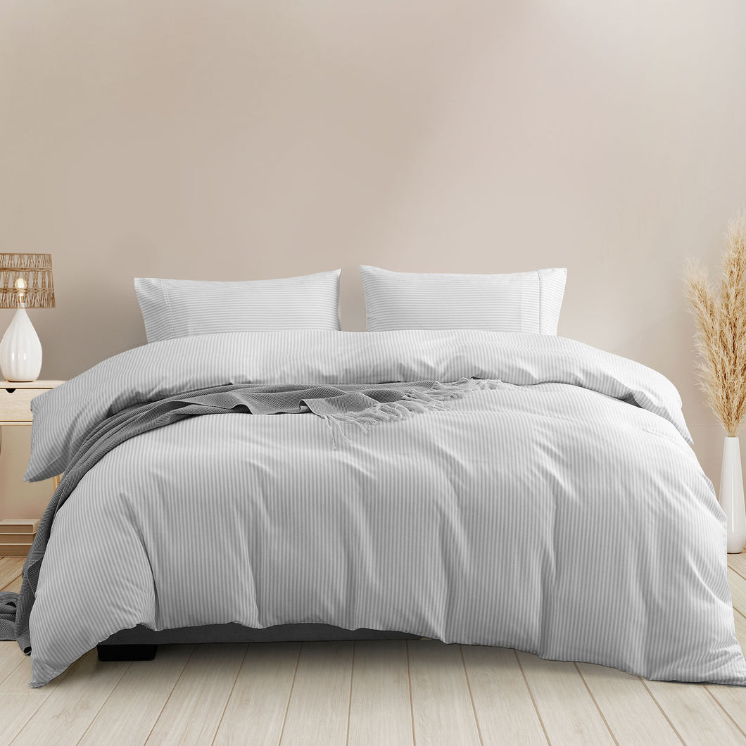 Royal Comfort Luxury Striped Linen Quilt Cover Set Soft Touch Premium Bedding