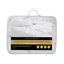 Load image into Gallery viewer, Royal Comfort 1000GSM Luxury Bamboo Covered Mattress Topper Ball Fibre Gusset
