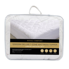 Load image into Gallery viewer, Royal Comfort 1200GSM Deluxe 7-Zone Mattress Topper Luxury Gusset Breathable
