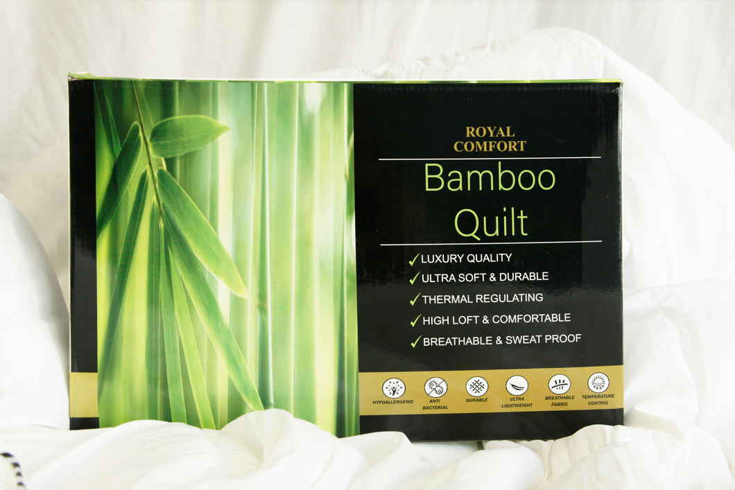 Royal Comfort Bamboo Quilt 350GSM Luxury Hotel Feel All Seasons Boxed