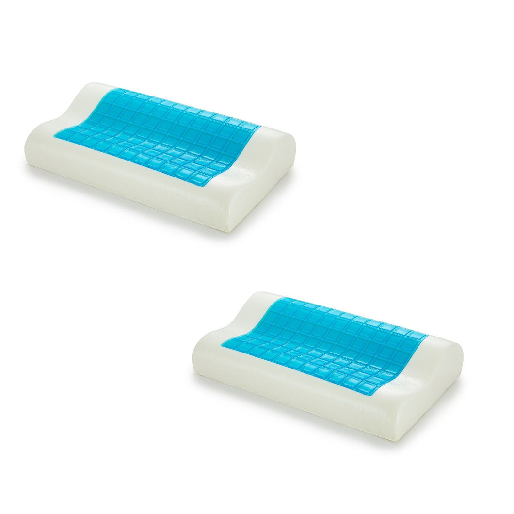 2 x Royal Comfort Cooling Gel Contour High Density Memory Foam Pillows