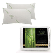 Load image into Gallery viewer, Royal Comfort Bundle Set Bamboo Memory Foam Pillows 2 Pack + 350GSM Bamboo Quilt

