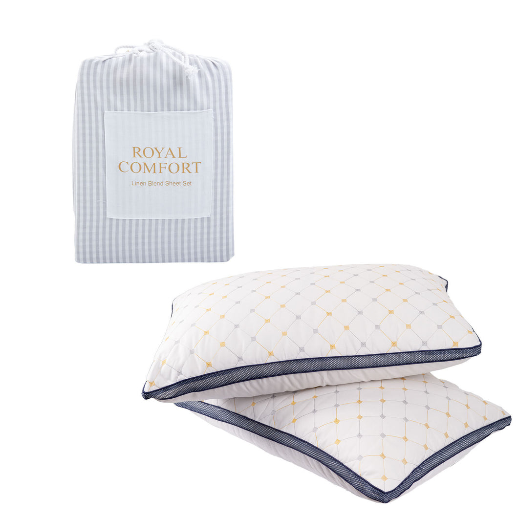 Royal Comfort Bedding Set 1 x Linen Blend Sheet Set And 2 x Air Mesh Pillows
