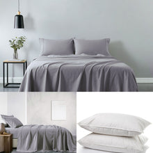 Load image into Gallery viewer, Royal Comfort 100% Cotton Soft Sheet Set And 2 Duck Feather Down Pillows Set
